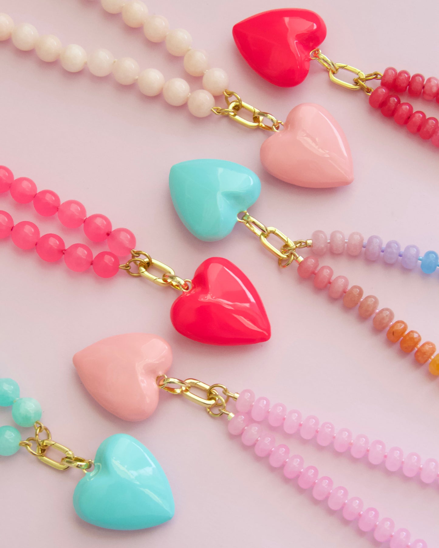 Medium Enamel Heart Charm - Seafoam