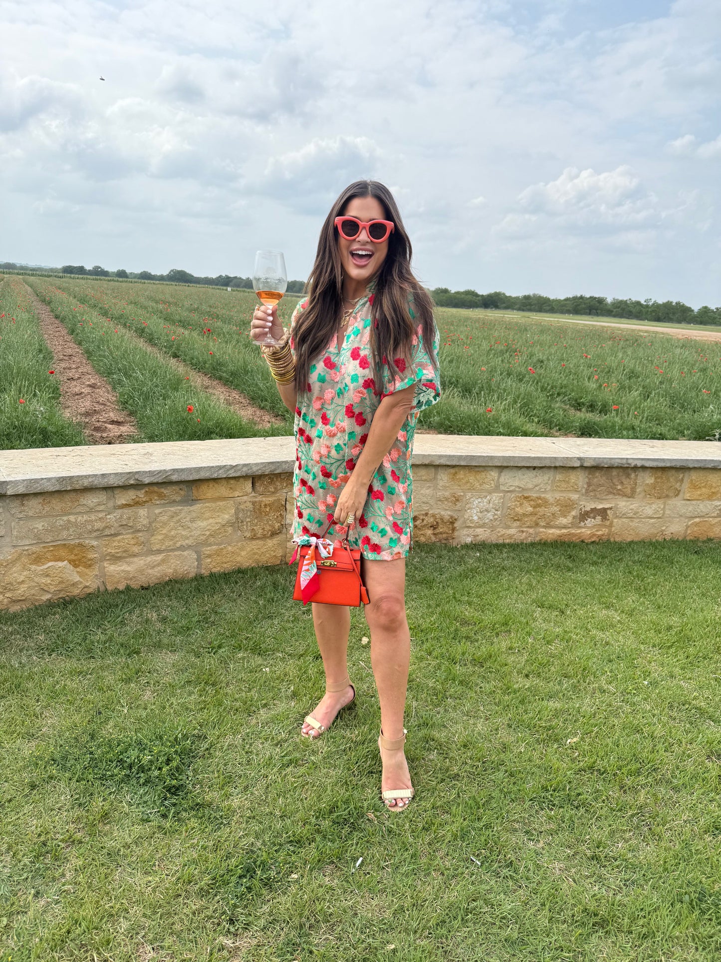 BuddyLove Lulu Short Sleeve Mini Caftan- Precious Coral