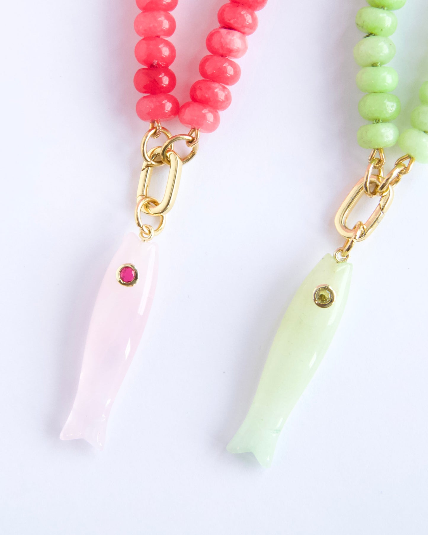 Candy Gem Fish Charm - Rose Quartz