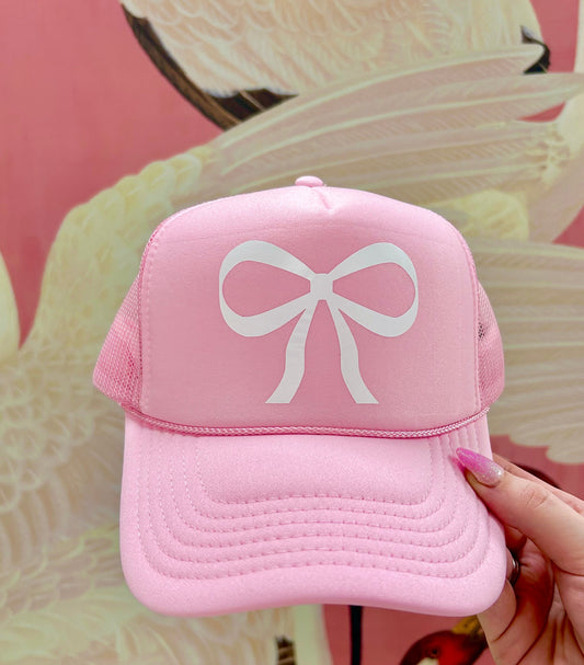 Preppy Pink Bow Trucker Hat