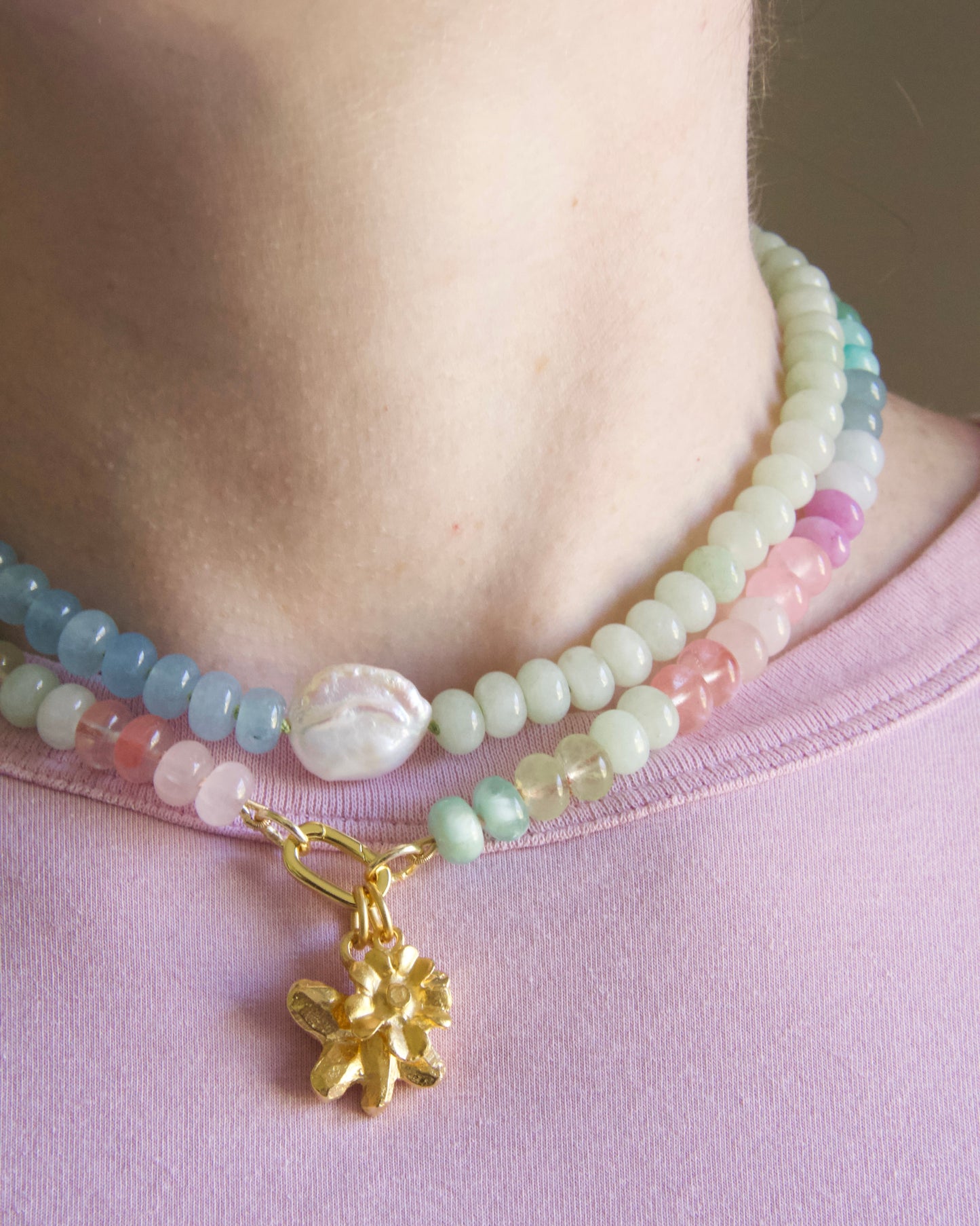 Pastel Rainbow Candy Gem Necklace
