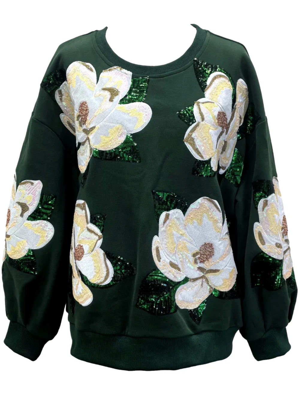 QUEEN OF SPARKLES Dark Green Magnolia Sweatshirt