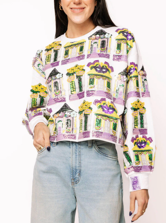 QUEEN OF SPARKLES White Multi Nola Porches Sweatshirt