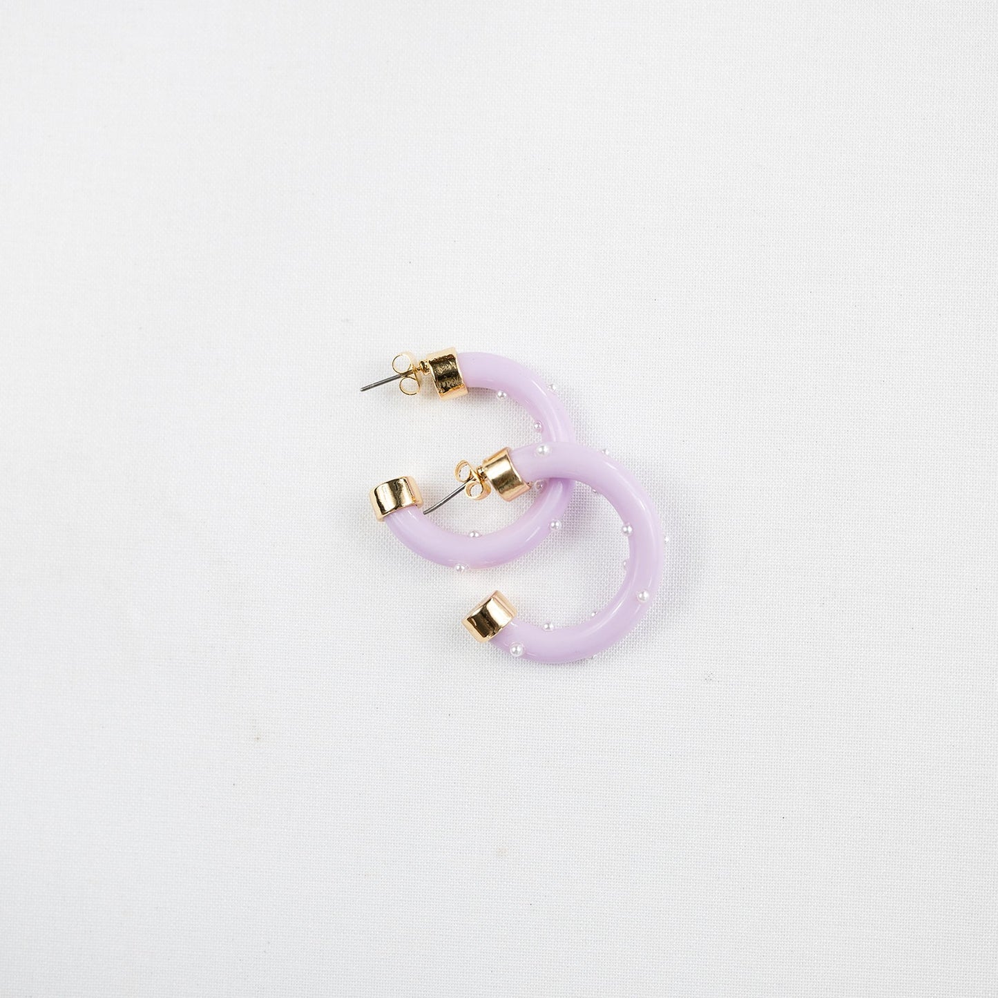 Mini Hoops - Lavender with Pearls