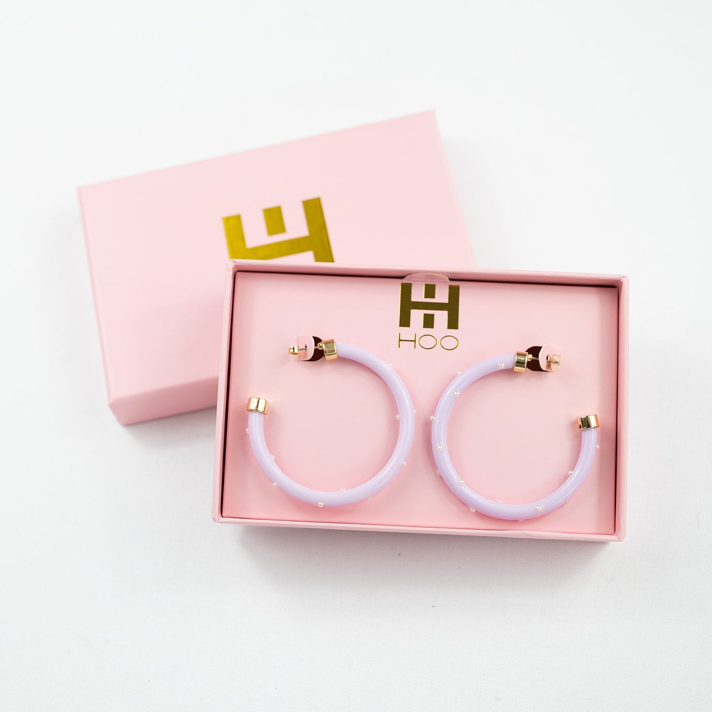 Hoops - Lavender with Pearls