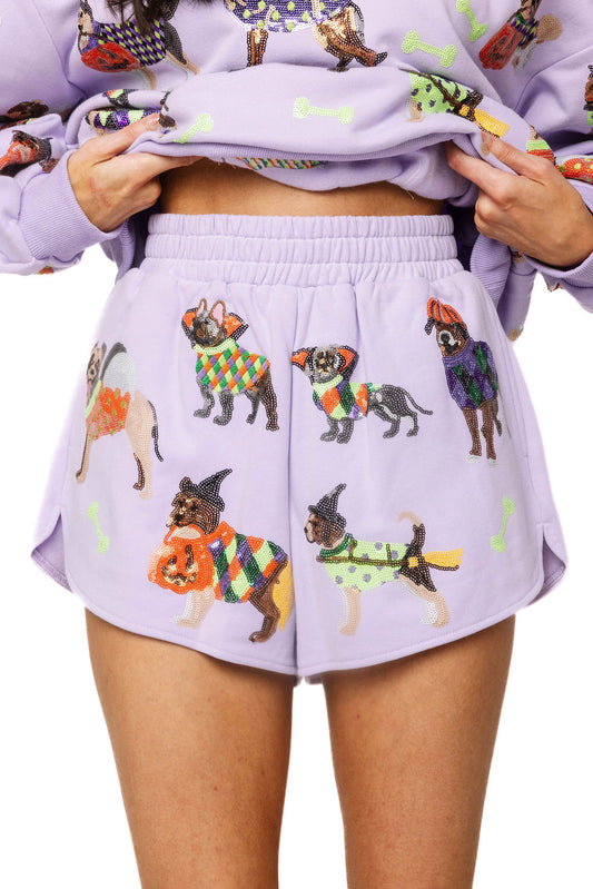 QUEEN OF SPARKLES Lavender Halloween Dog Shorts