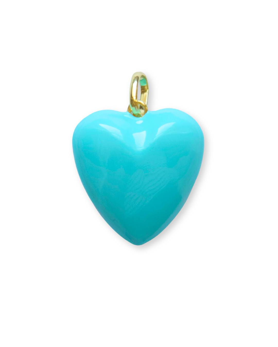 Medium Enamel Heart Charm - Seafoam