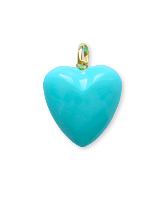 Medium Enamel Heart Charm - Seafoam