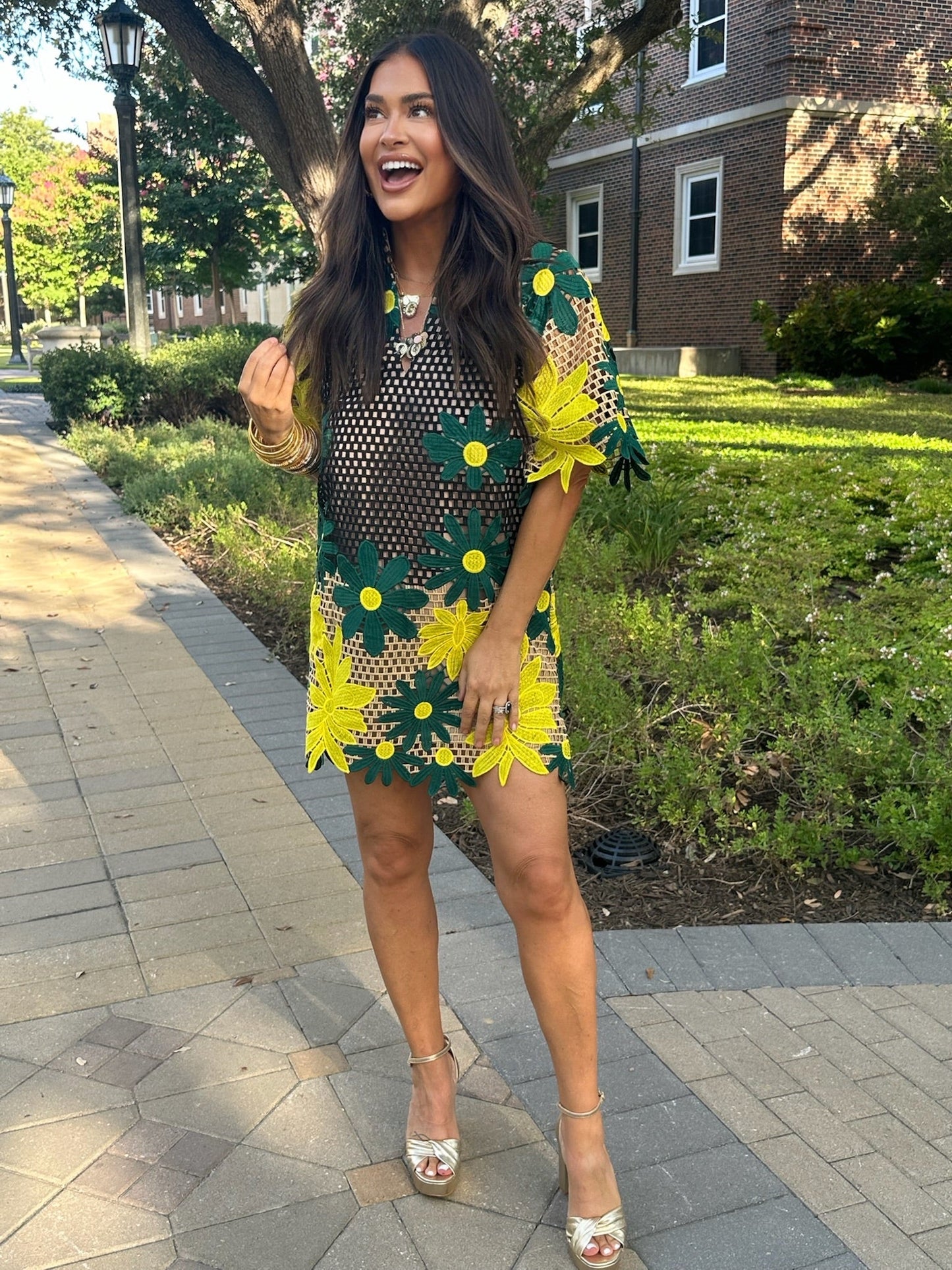 Lulu Short Sleeve Mini Caftan- Daffodil