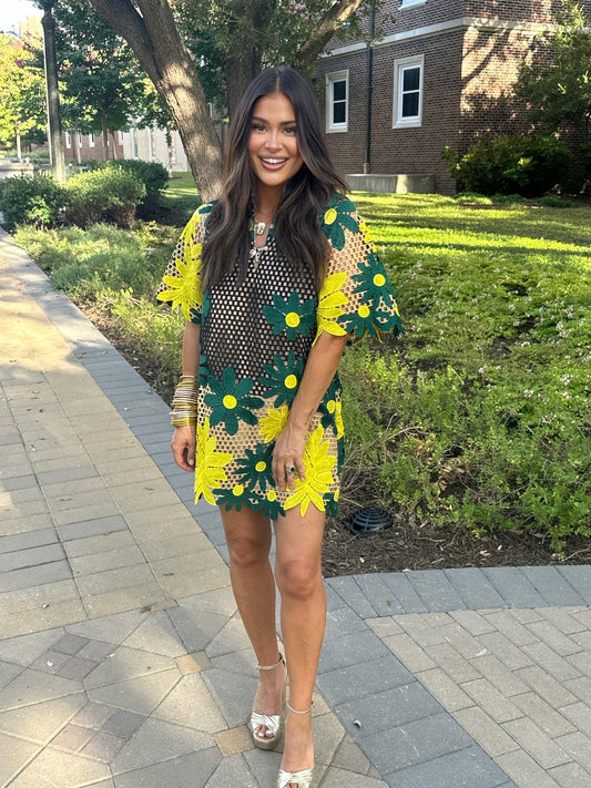 Lulu Short Sleeve Mini Caftan- Daffodil