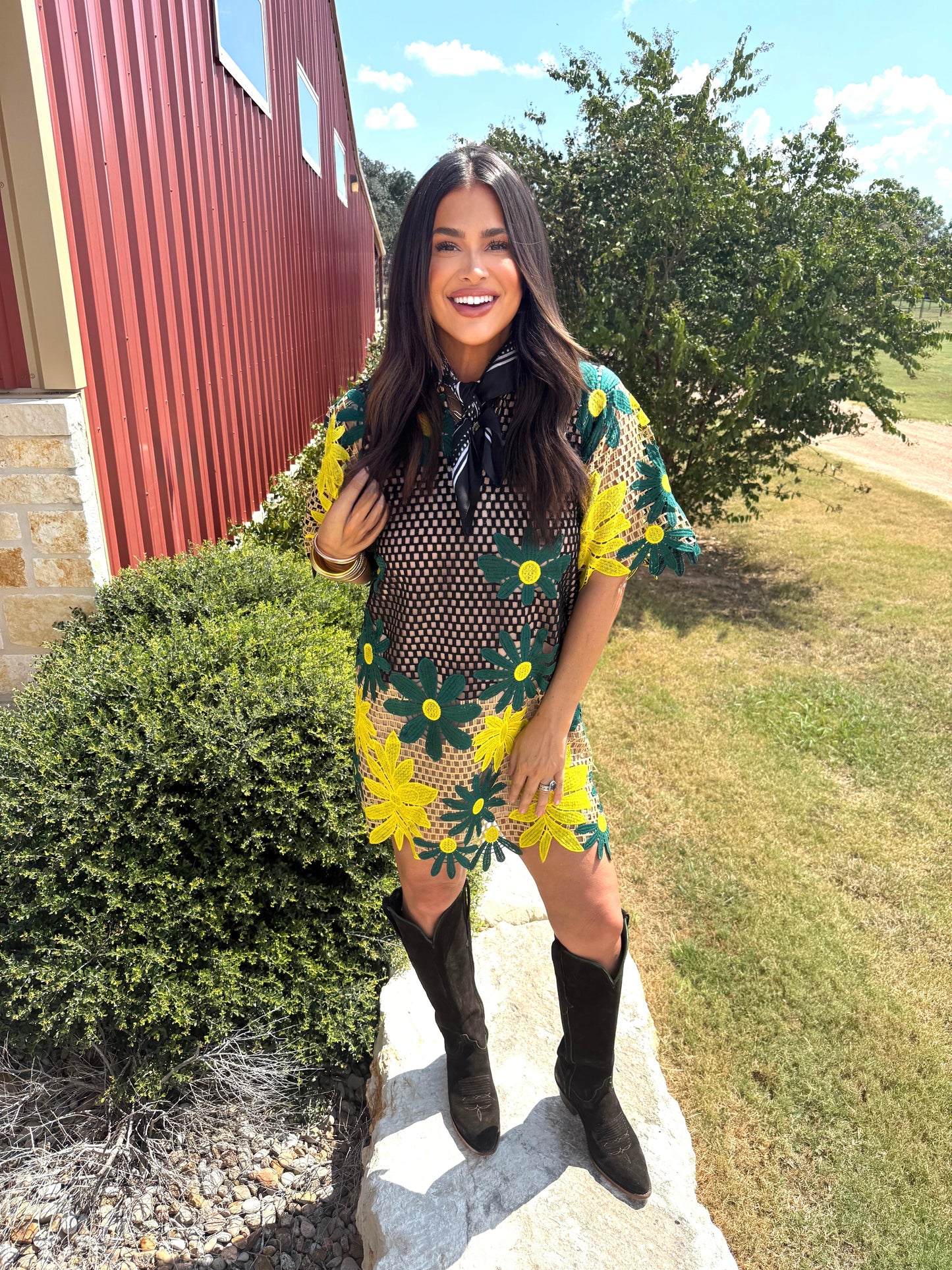 Lulu Short Sleeve Mini Caftan- Daffodil