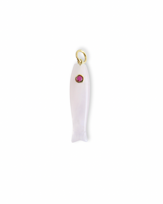Candy Gem Fish Charm - Rose Quartz