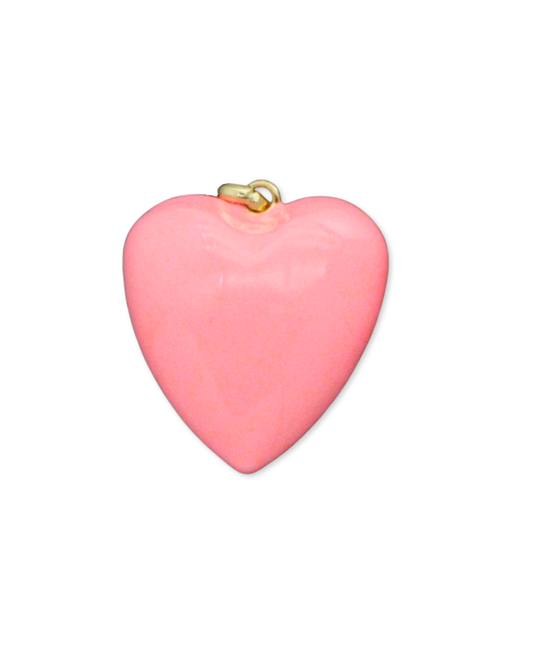 Medium Enamel Heart Charm - Peach