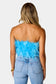 Fancy Strapless Feather Crop Top - Azure Blue