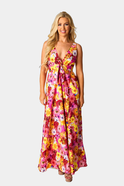 BuddyLove Zena Plunging Neck Maxi Dress - Sunshine