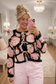 QUEEN OF SPARKLES Black Cake & Pastries Valentine Tie-Up Sweater