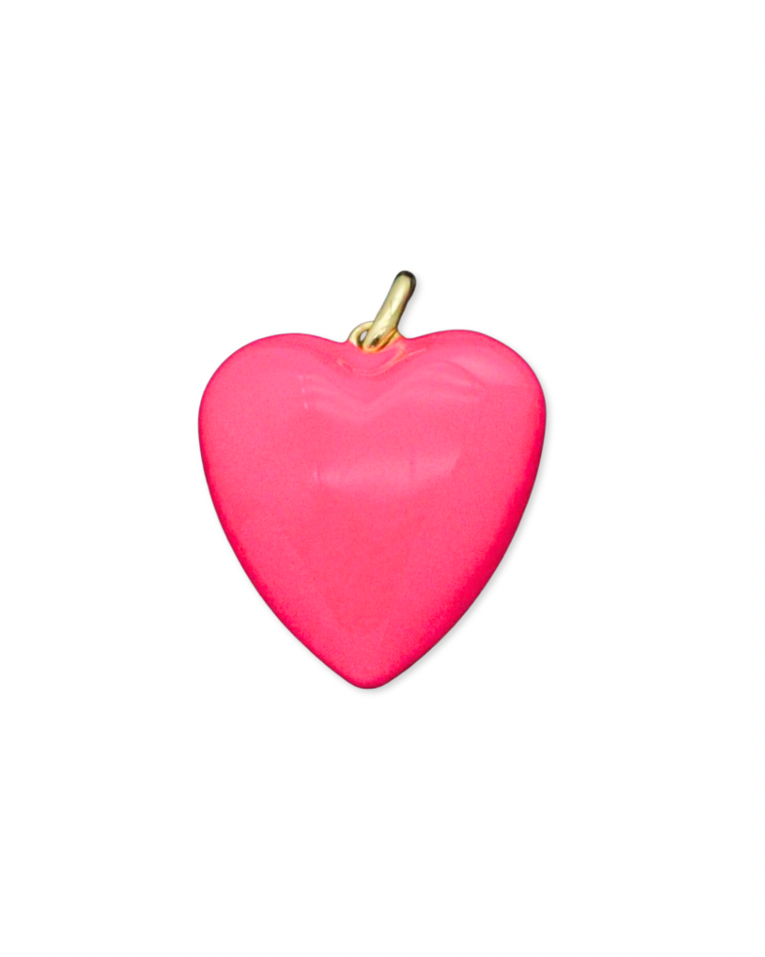 Medium Enamel Heart Charm - Hibiscus