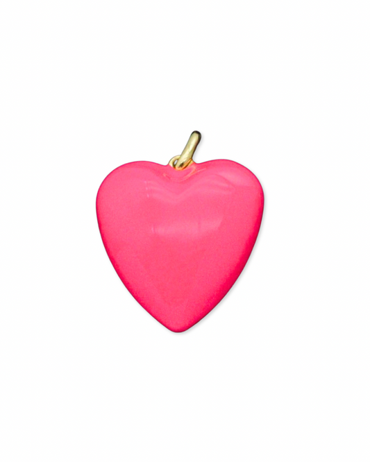 Medium Enamel Heart Charm - Hibiscus