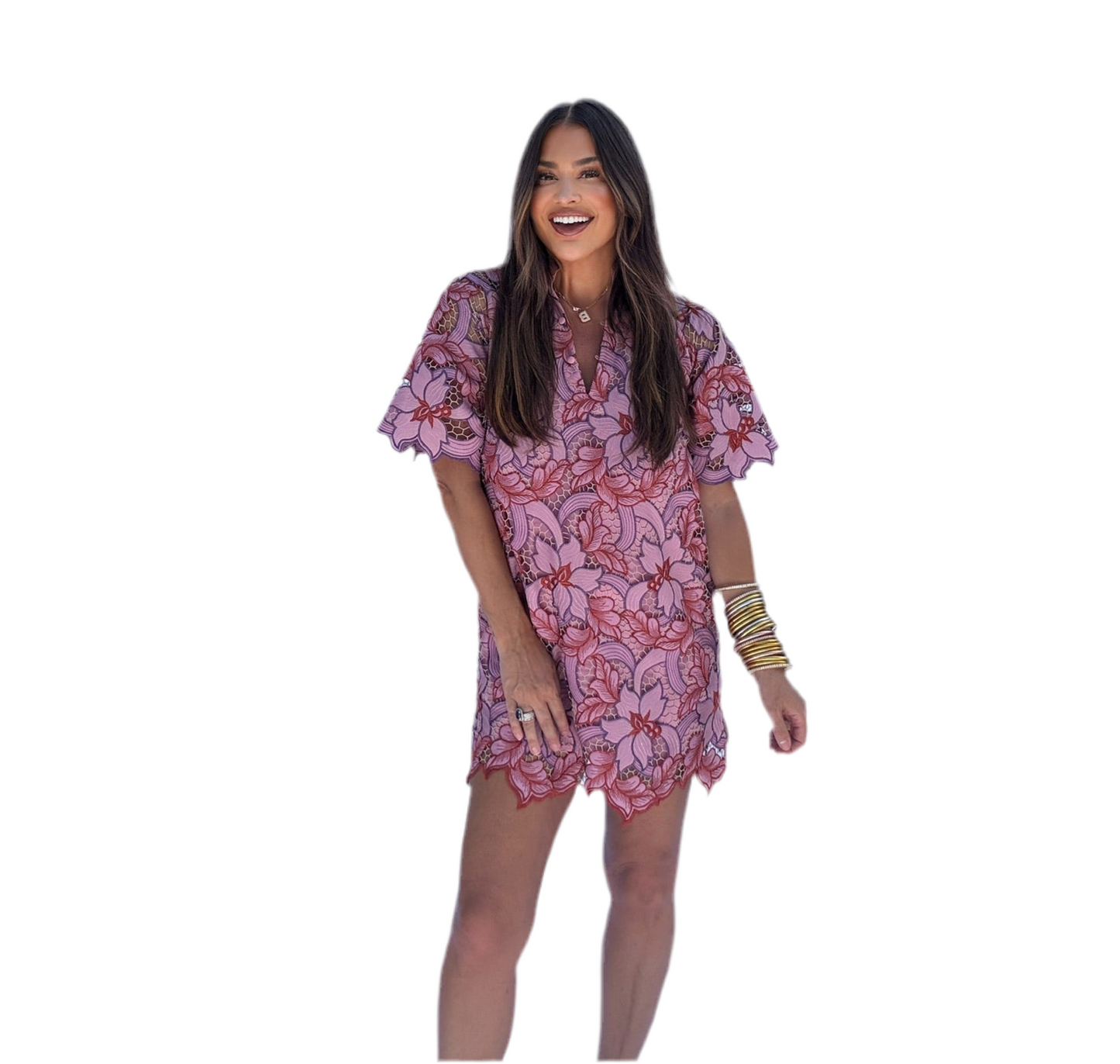 Lulu Short Sleeve Mini Caftan- Autumn