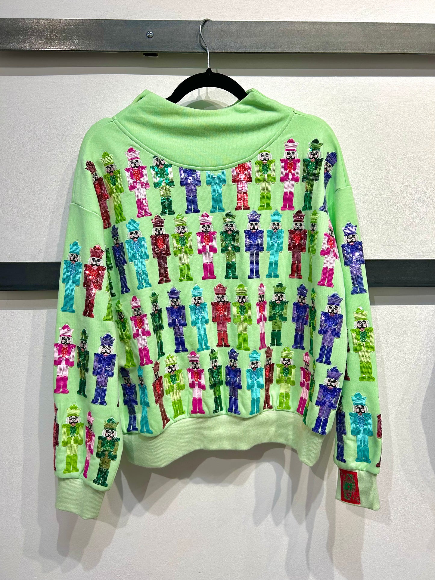 QUEEN OF SPARKLES Christmas Mint Multi Nutcracker Sweatshirt