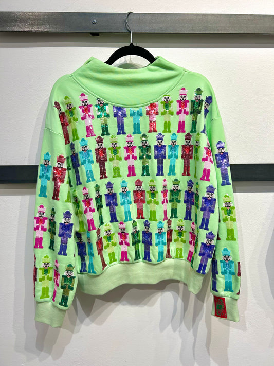 QUEEN OF SPARKLES Christmas Mint Multi Nutcracker Sweatshirt