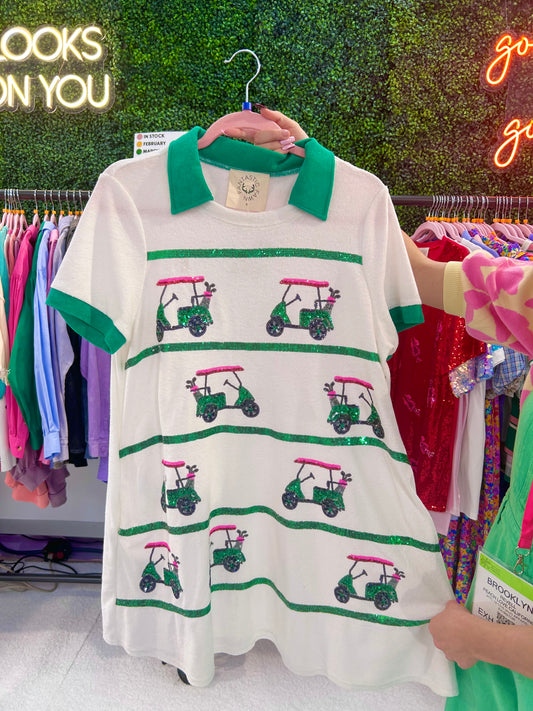 Sharpay - Sequin Green and Pink Golf Cart Dress