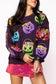 QUEEN OF SPARKLES Halloween Candy Pumpkin Purple Sweatshirt