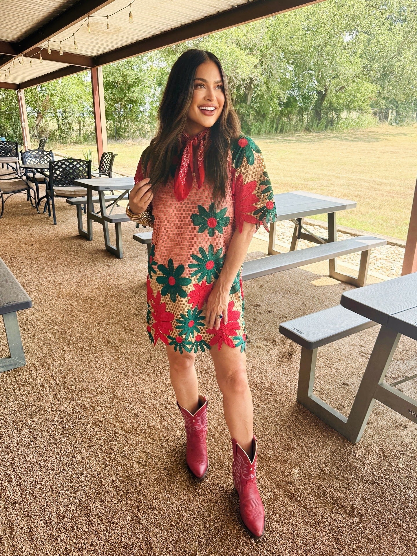 Lulu Short Sleeve Mini Caftan- Sedona