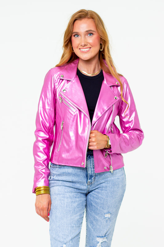 BuddyLove Dani Vegan Leather Jacket - Magenta