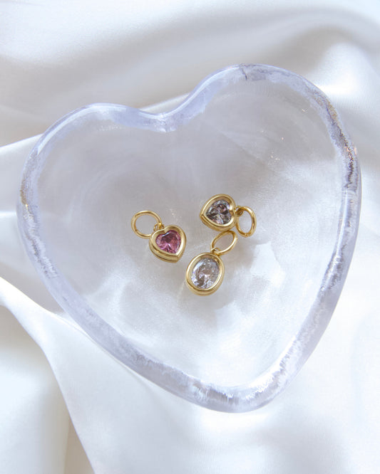 Clear Heart Gem Bezel Charm