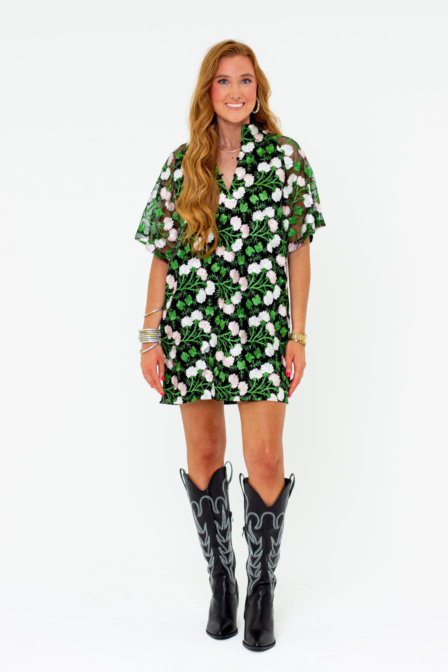 Lulu Short Sleeve Mini Caftan- Vine