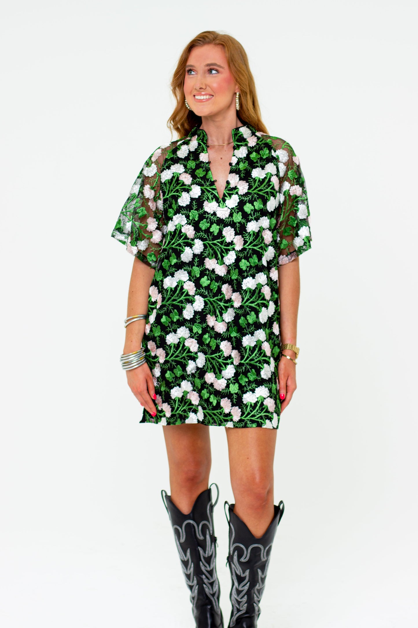 Lulu Short Sleeve Mini Caftan- Vine