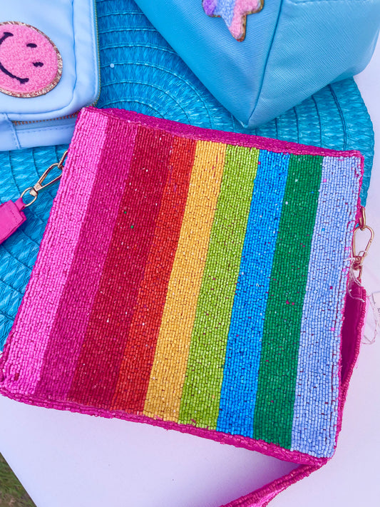 There's Always a Rainbow - Beaded Crossbody Bag