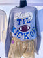 Classy Until Kickoff - Blue Chenille Patch Football Sweatshirt