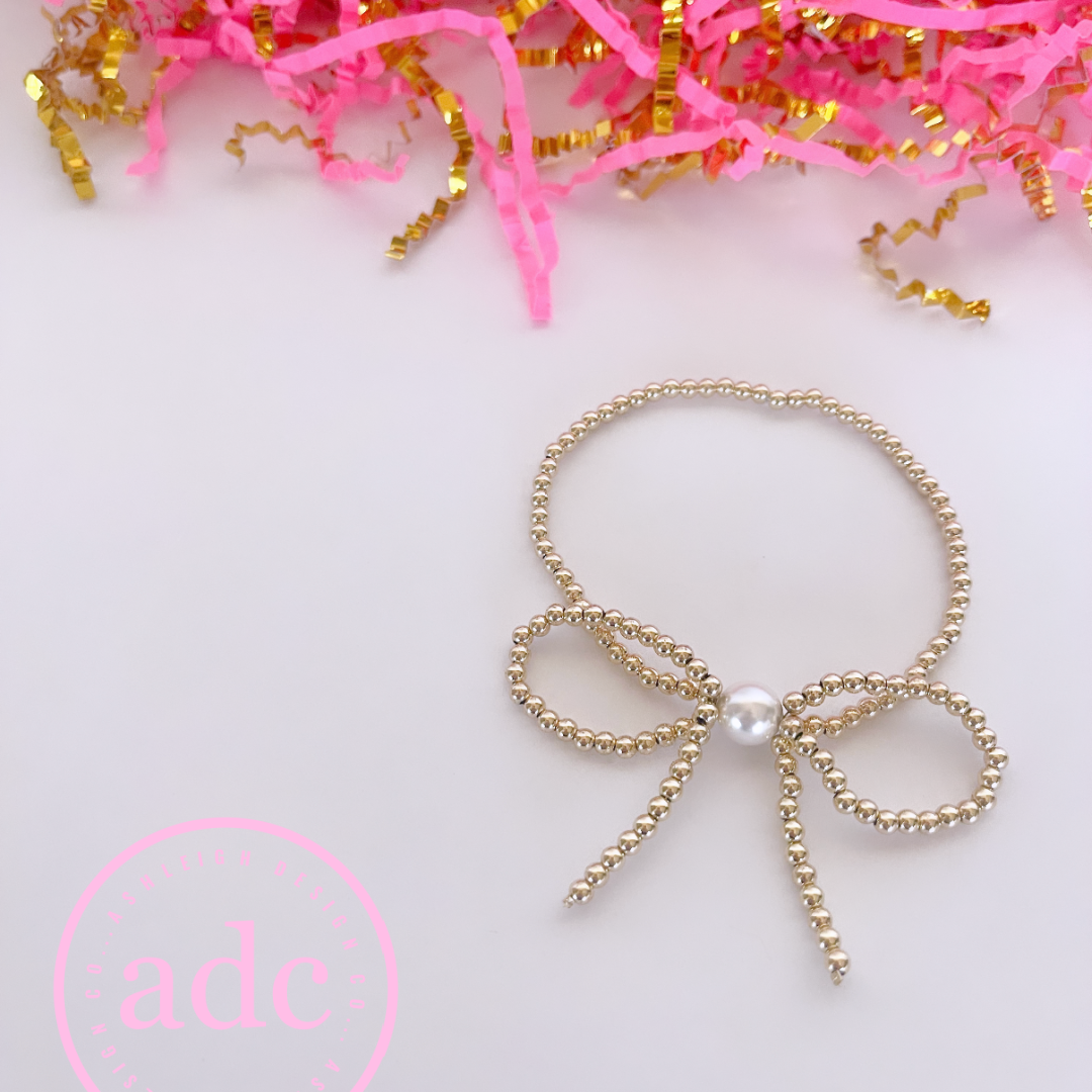 Gold-Filled Beaded Bow with Pearl Bracelet