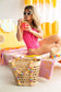Beaded Beach Basket Tote