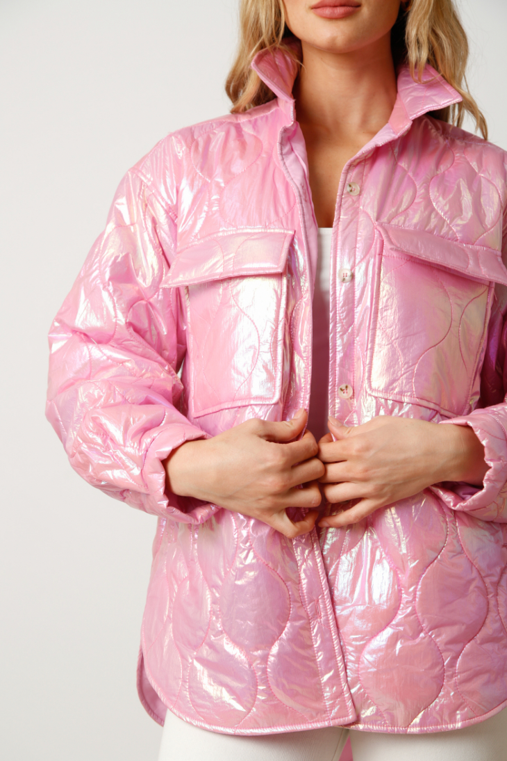Shiny pink 2025 puffer jacket