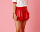 The Archer - High Waisted Red Faux Leather Shorts
