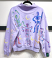 QUEEN OF SPARKLES Halloween Skeleton Iridescent Mockneck Sweatshirt