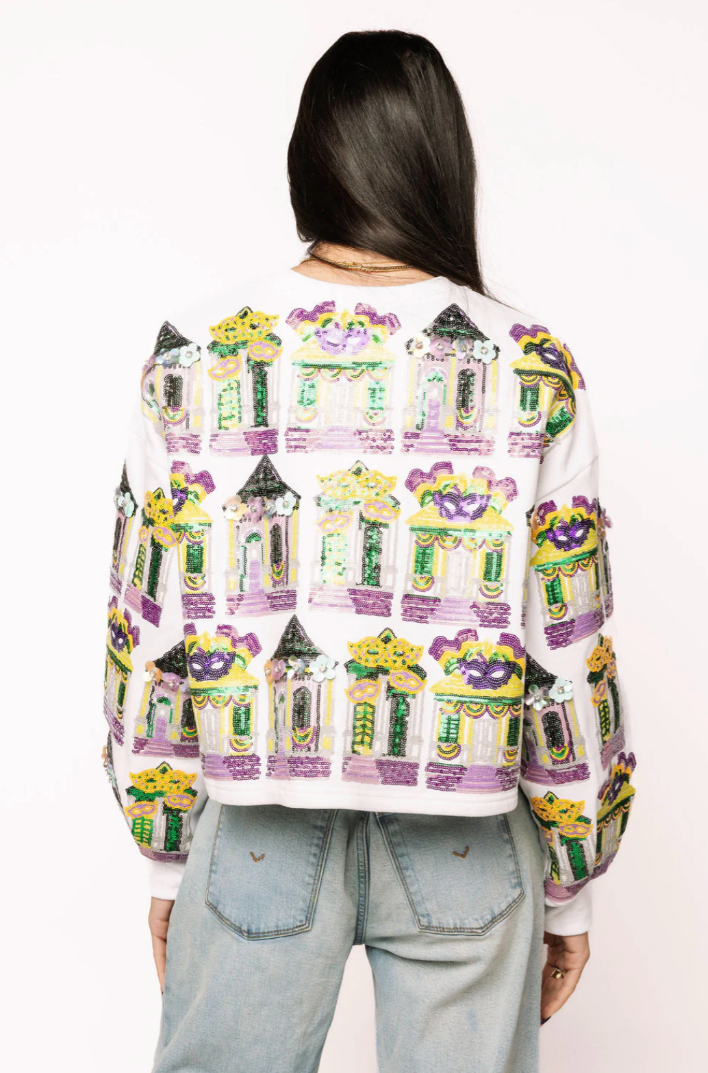 QUEEN OF SPARKLES White Multi Nola Porches Sweatshirt