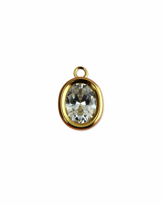 Clear Oval Gem Bezel Charm