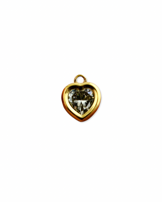 Clear Heart Gem Bezel Charm