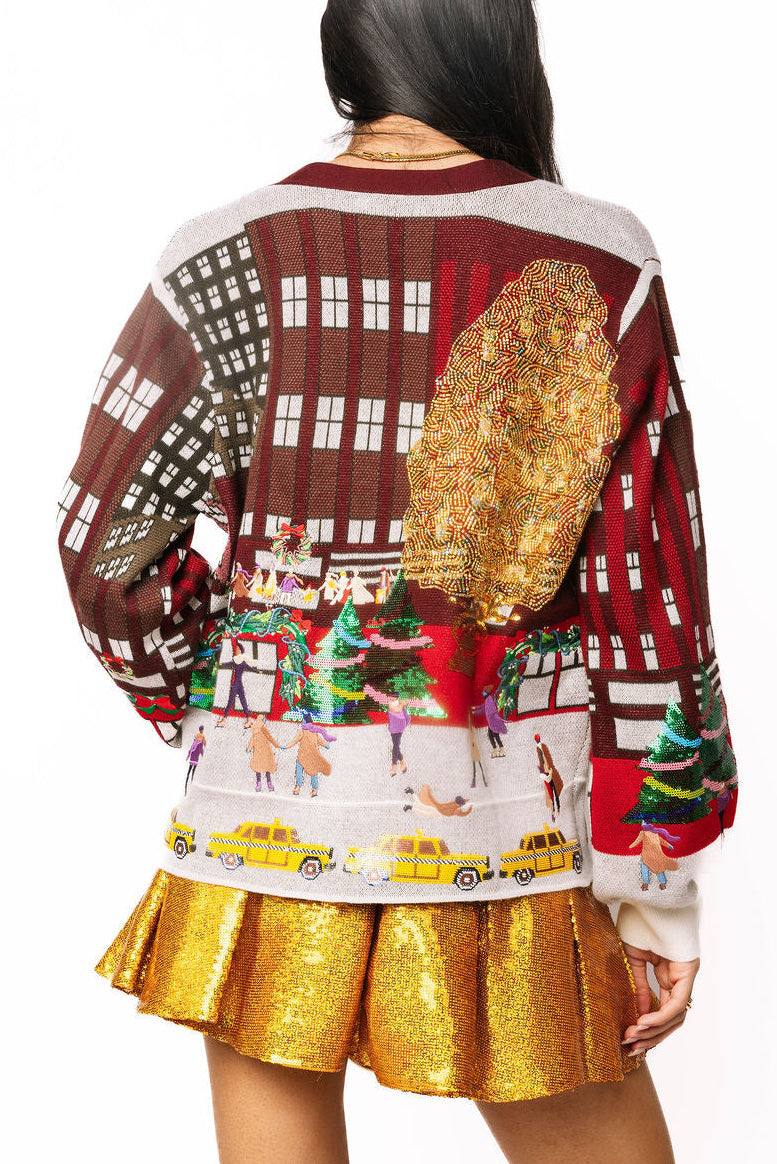QUEEN OF SPARKLES Multi Rockefeller Center Button Up Cardigan