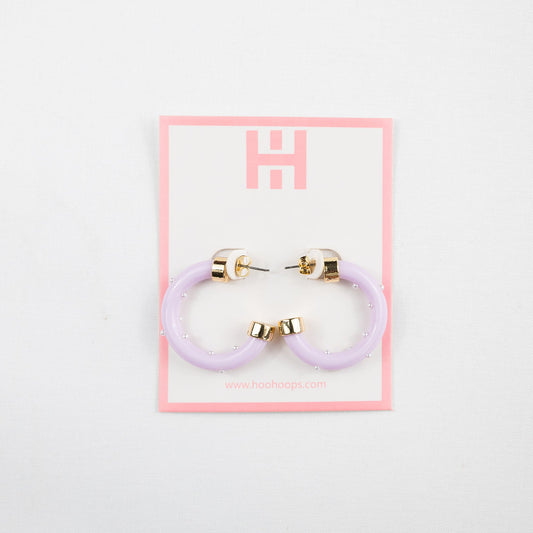 Mini Hoops - Lavender with Pearls