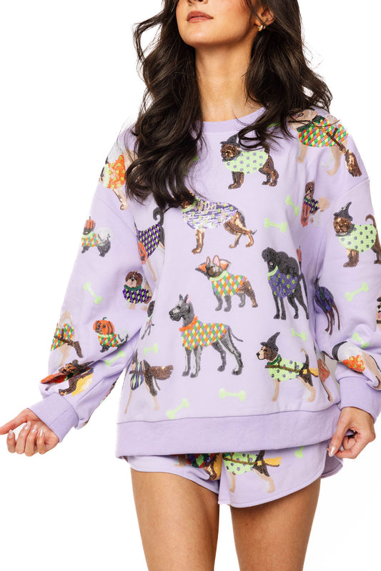 Queen of Sparkles Lavender Halloween Dogs Sweatshirt