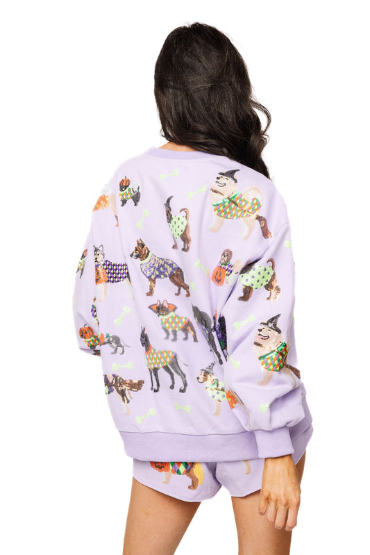 Queen of Sparkles Lavender Halloween Dogs Sweatshirt