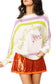 QUEEN OF SPARKLES Ivory, Green & Purple 'Here For The Boos' Striped Knit Sweater
