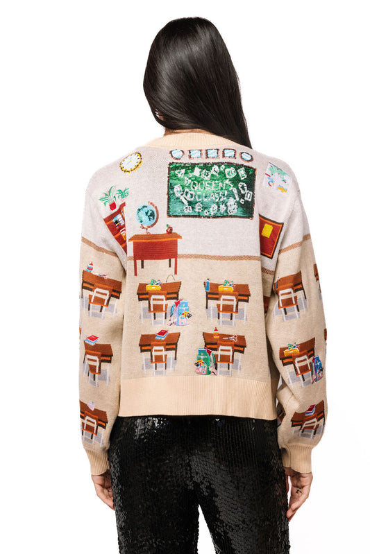 QUEEN OF SPARKLES Multi School Classroom Scene Cardigan