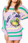 QUEEN OF SPARKLES Lavender, Green & Yellow 'Queen Cake' Striped Sweater