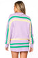 QUEEN OF SPARKLES Lavender, Green & Yellow 'Queen Cake' Striped Sweater